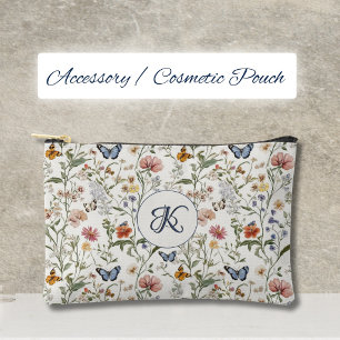 Pochette À Accessoires Jardin floral papillon de fleurs sauvages personna