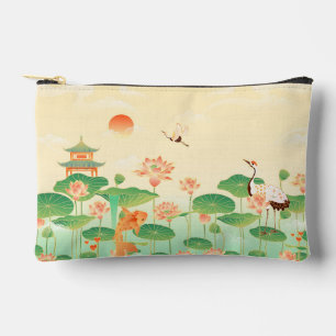 Pochette À Accessoires Jardin Japonais Étang de Carpes Koï et Nymphéas Ar