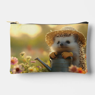 Pochette À Accessoires Jardinier hérisson adorable dans un champ de fleur