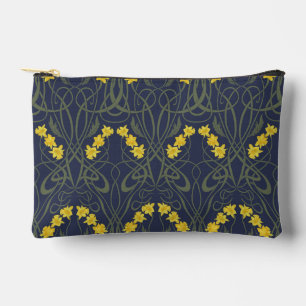 Pochette À Accessoires Jaune Art Nouveau Jonquilles et Tiges Bleues