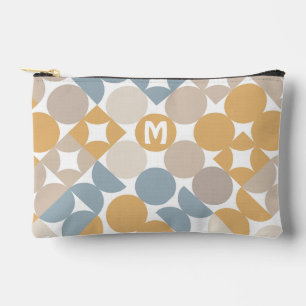 Pochette À Accessoires Jaune Beige Marron Gris Cercles Motif Midcentury