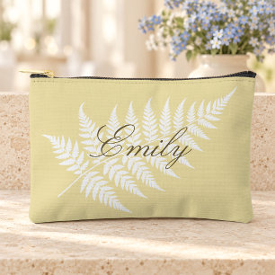 Pochette À Accessoires Jaune Beurre Blanc Fougère Nom de Script Petit