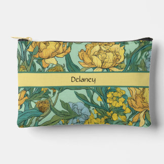 Pochette À Accessoires Jaune Beurre Floral Vintage Rétro