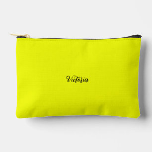 Pochette À Accessoires Jaune néon fluorescent couleur unie nom ou supprim