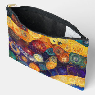 POCHETTE À ACCESSOIRES JAUNE ORANGE BLEU PURPLE FORMES ABSTRAITES