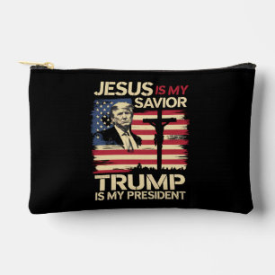 Pochette À Accessoires Jésus est mon sauveur Trump est mon président Drap