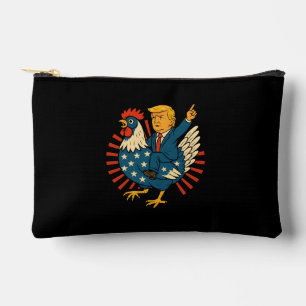 Pochette À Accessoires Jockey de poulet Trump Mème amusant
