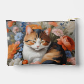 Pochette À Accessoires Joli chat calico et fleurs (Verso)