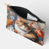 Pochette À Accessoires Joli chat calico et fleurs (Ouvrir)