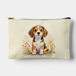 Pochette À Accessoires Joli chiot Beagle tricolore noir, fauve et blanc