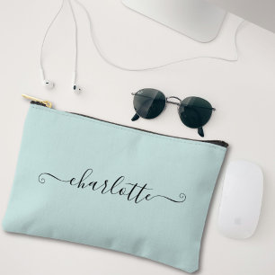 Pochette À Accessoires Joli Minimaliste Féminin Nom Personnalisé Bleu C