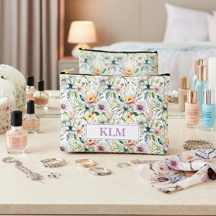 Pochette À Accessoires Joli monogramme de motif floral pastel