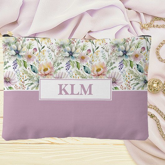 Pochette À Accessoires Joli monogramme de motif floral pastel