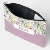 Pochette À Accessoires Joli monogramme de motif floral pastel (Ouvrir)