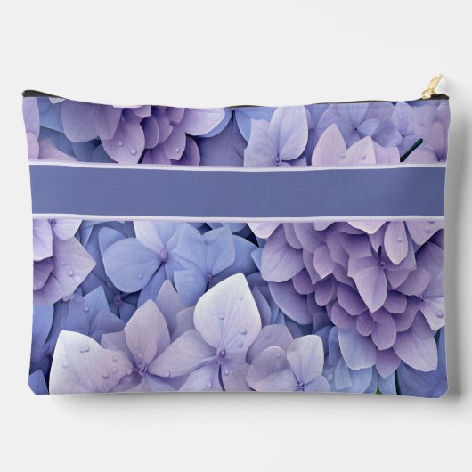Pochette À Accessoires Joli Monogramme d'Hydrangée en fleurs bleues (Verso)