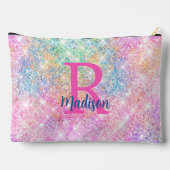 Pochette À Accessoires Joli monogramme moderne unicorne rose faux parties (Verso)