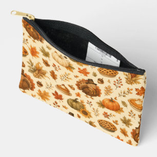 Pochette À Accessoires Joli motif aquarelle de Thanksgiving avec des dind