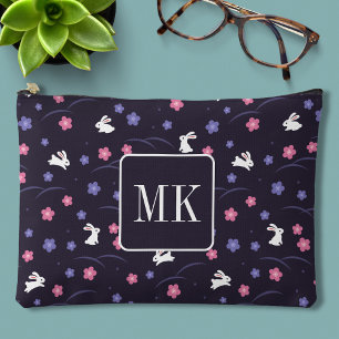 Pochette À Accessoires Joli motif de lapin Bunny avec monogramme initial 