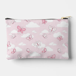 Pochette À Accessoires Joli papillon rose Nuages pastel Isolé