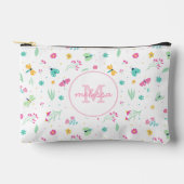 Pochette À Accessoires Joli Pastel blanc rose floral motif Monogramme (Recto)