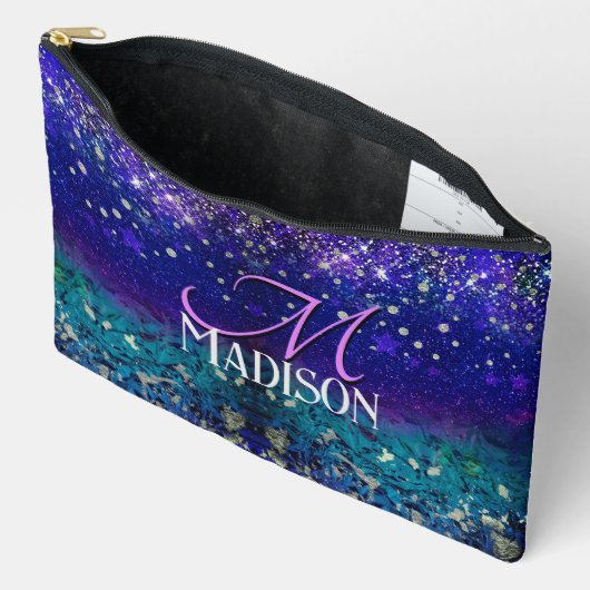 Pochette À Accessoires Joli violet turquoise ombre parties scintillant mo (Ouvrir)