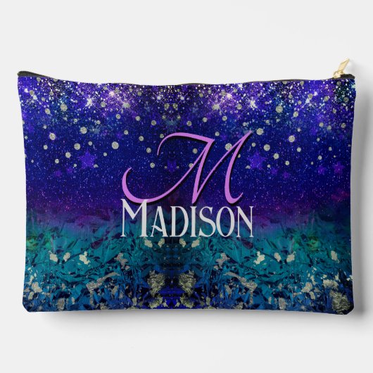 Pochette À Accessoires Joli violet turquoise ombre parties scintillant mo (Verso)