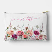 Pochette À Accessoires Jolie Aquarelle Rose Fleurs Nom Du Jardin (Verso)