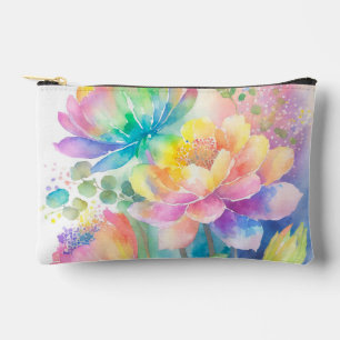 Pochette À Accessoires Jolie Pastel Arc-en-ciel couleur aquarelle florale