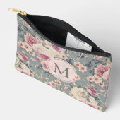 Pochette À Accessoires Jolie rose Roses et Coeurs Perles Monogramme (Ouvrir)