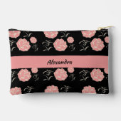 Pochette À Accessoires Jolie Roses roses roses avec feuillage sur noir (Verso)