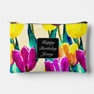 Pochette À Accessoires Jolie tulipe de script jardin Jaune Beige