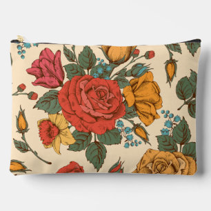 Pochette À Accessoires Jolies illustrations florales vintages Roses rose