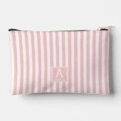 Pochette À Accessoires Jolies rayures rose pâle et monogramme initial (Verso)