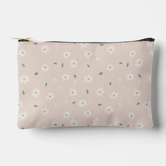 Pochette À Accessoires Jolis Fleurs de Marguerite et Feuillage (Recto)