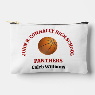 Pochette À Accessoires Joueur de basket-ball personnalisé au lycée rouge