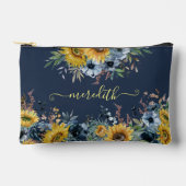 Pochette À Accessoires Jovely Watercolor Sunflowers Blue Arrière - plan N (Recto)