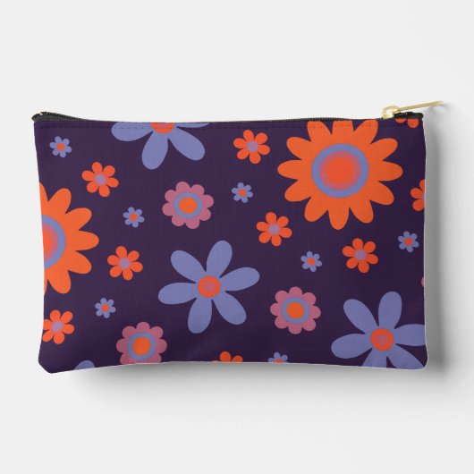 Pochette À Accessoires Joyeuses Fleurs Rétro mignonnes les années 70 Hipp (Verso)