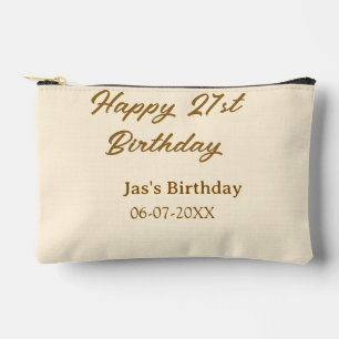 Pochette À Accessoires Joyeux 21e anniversaire marron pastel jaune nom da