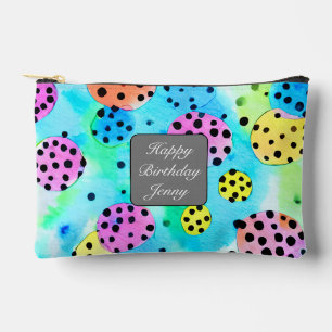 Pochette À Accessoires Joyeux anniversaire Monogramme pois abstraits