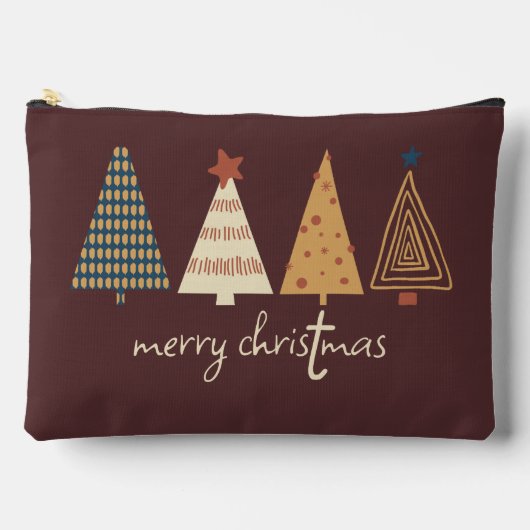 Pochette À Accessoires Joyeux arbres de Noël Brown (Recto)