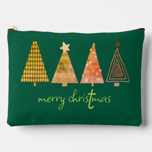 Pochette À Accessoires Joyeux arbres de Noël vert (Recto)