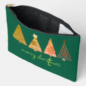 Pochette À Accessoires Joyeux arbres de Noël vert (Ouvrir)