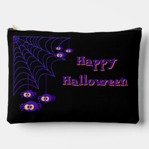 Pochette À Accessoires Joyeux Halloween Design d'araignée violet et noir