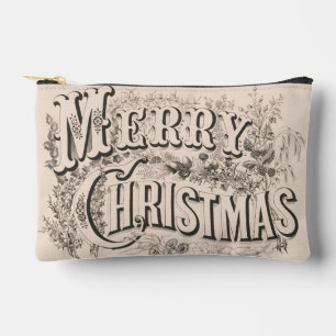 Pochette À Accessoires Joyeux Noël, impression vintage Currier & Ives