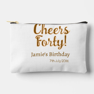 Pochette À Accessoires Joyeux quarantième anniversaire calligraphie marro