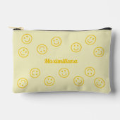 Pochette À Accessoires Joyeux Visages - Jaune - PETITE POCHE Accessoire (Recto)