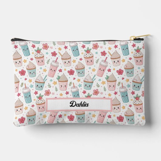 Pochette À Accessoires Kawaii Pastries and Hot Choclate Cute Pattern (Verso)