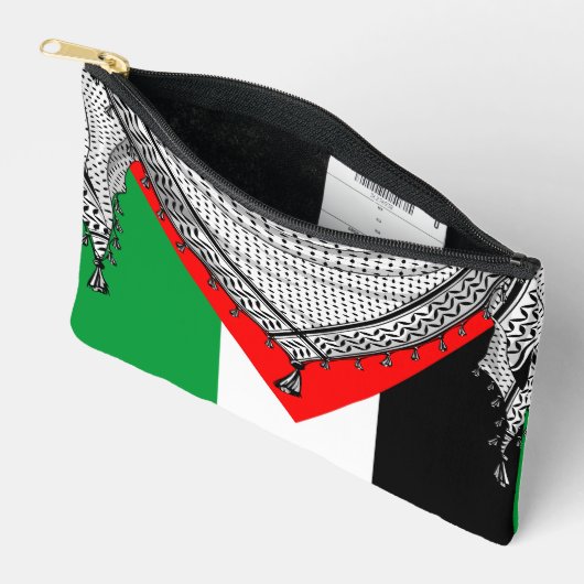 Pochette À Accessoires Keffiyeh Écharpe palestinienne tissu traditionnel (Ouvrir)