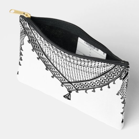 Pochette À Accessoires Keffiyeh Écharpe palestinienne tissu traditionnel (Ouvrir)