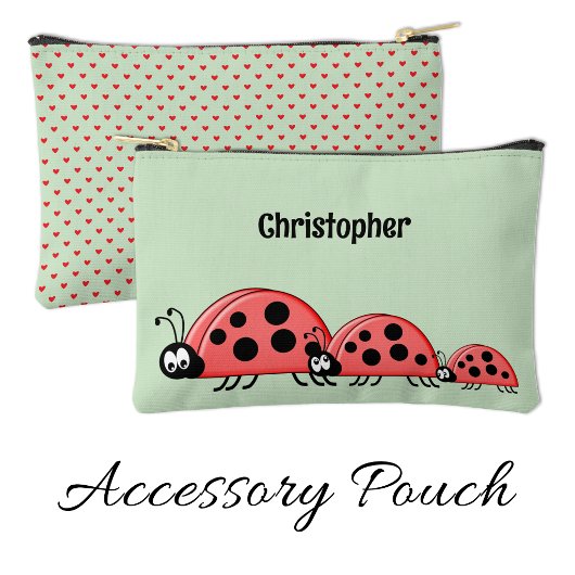 Pochette À Accessoires Kids cute ladybugs add a name red green